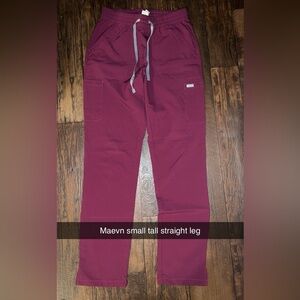 Maevn Burgundy Straight Leg Scrub Pants
